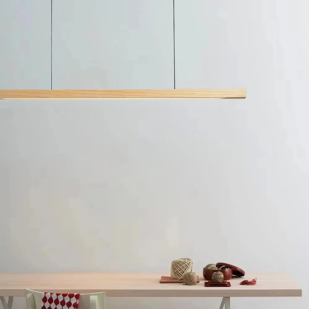 Asta Walnut Wood Linear Chandelier for Kitchen Island & Dining