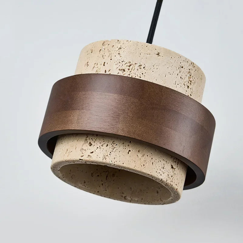 Sasso Walnut Wood Stone Pendant Light for Bedroom & Bar