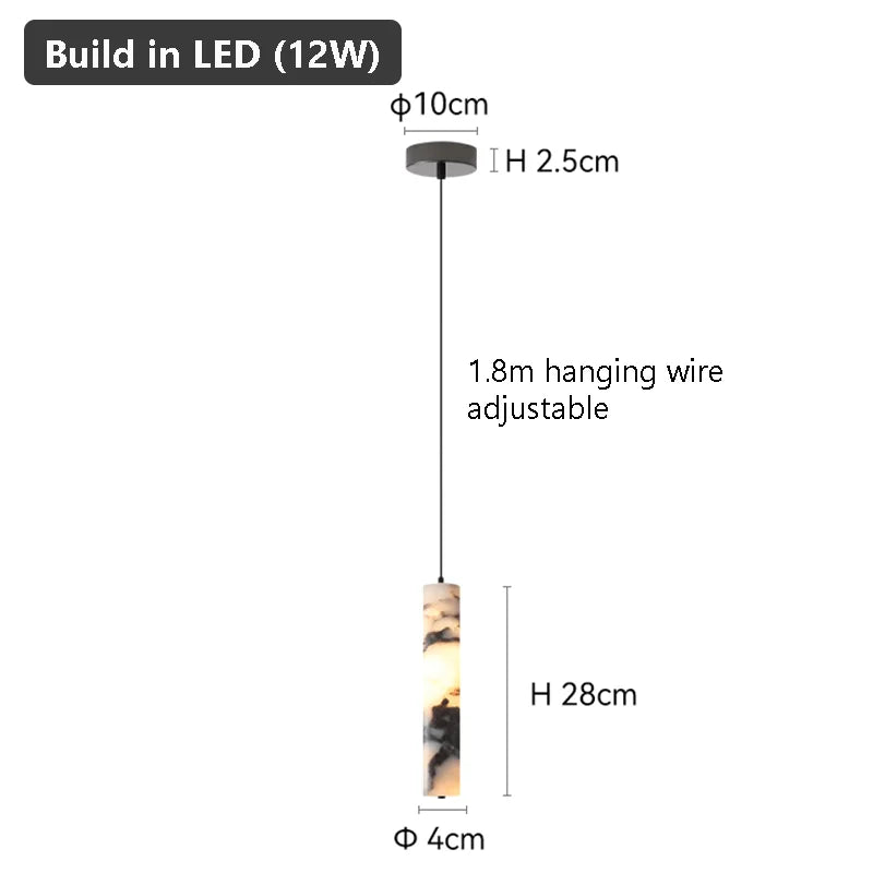 Ombra Black Stone Cylinder Pendant Light for Bedroom & Living Room