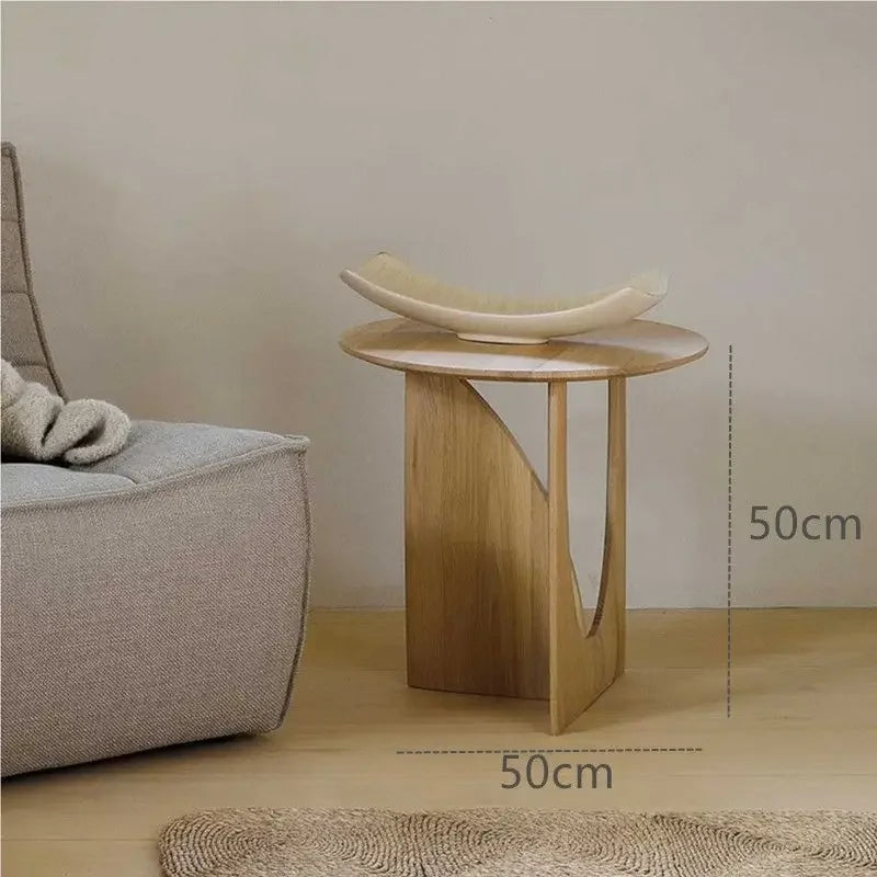 Cerchio Round Solid Wood Side Table for Living Room & Bedroom