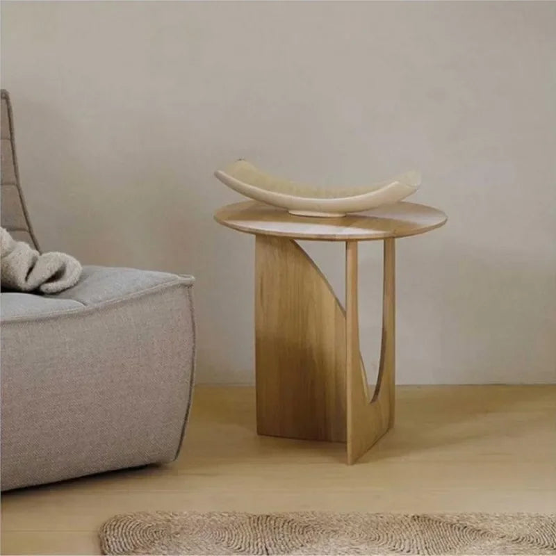 Cerchio Round Solid Wood Side Table for Living Room & Bedroom