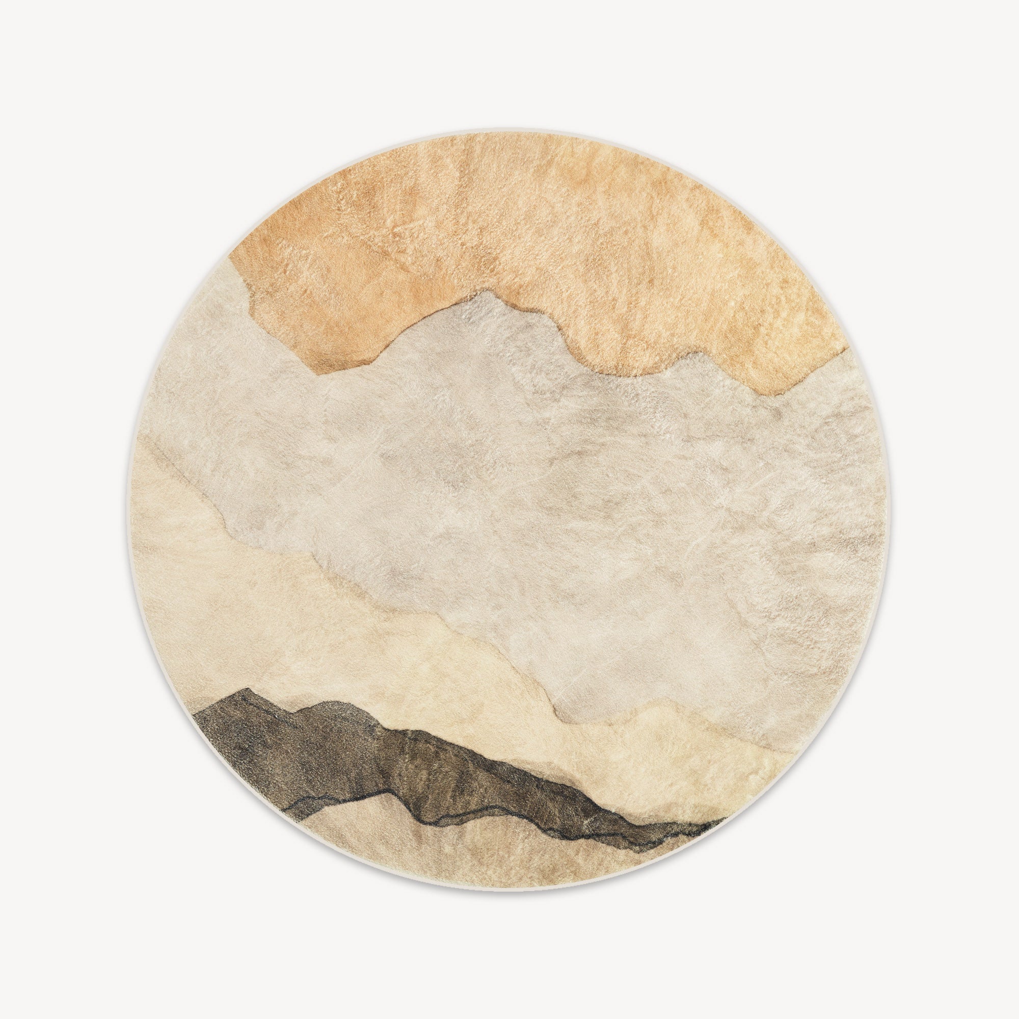 Terra Round Abstract Landscape Area Rug Earthy Tones for Living Rooms