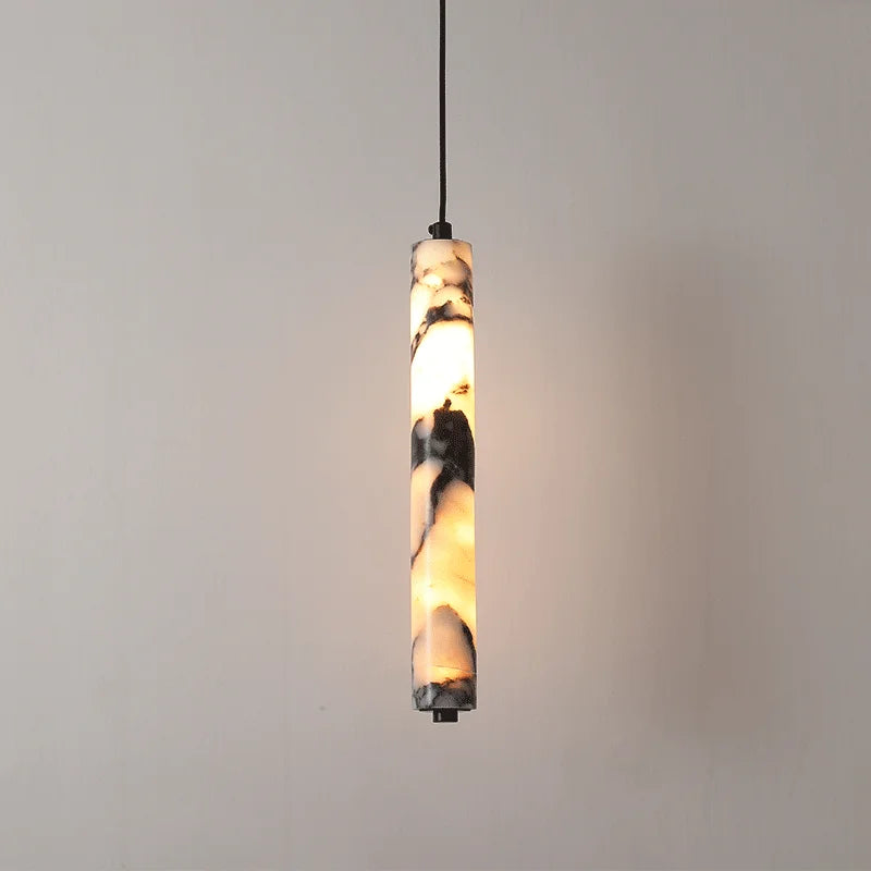 Ombra Black Stone Cylinder Pendant Light for Bedroom & Living Room