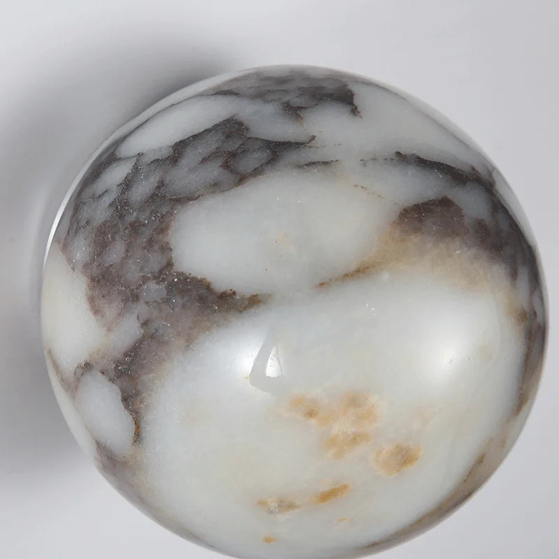 Luna Natural Marble Ball LED Wall Sconce for Bedroom & Hallway