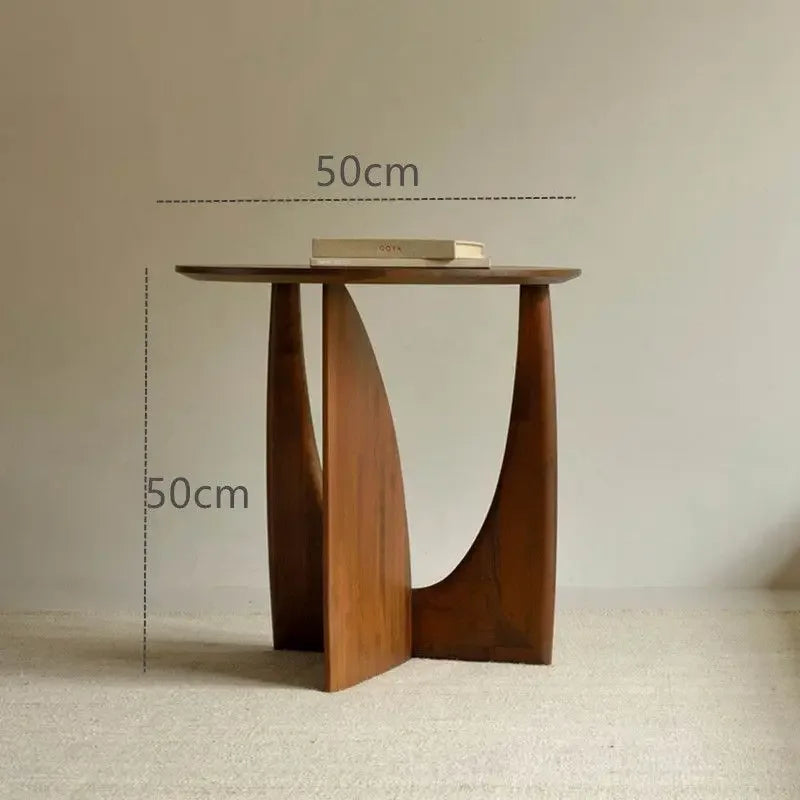 Cerchio Round Solid Wood Side Table for Living Room & Bedroom