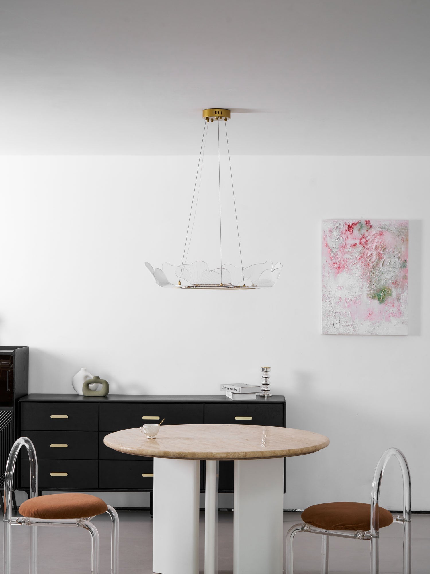 Folia Modern LED Gold Chandelier for Dining Room & Kitchen Island