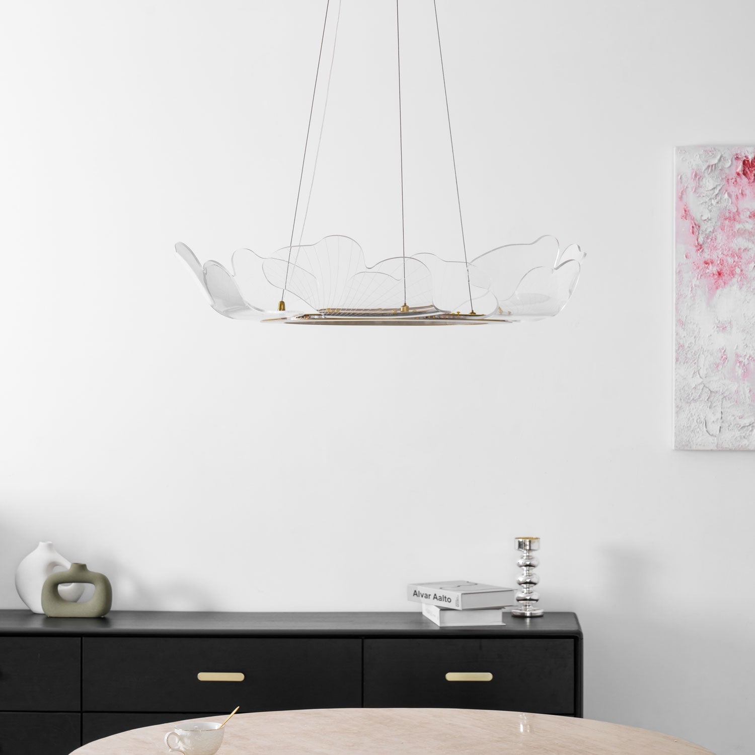 Folia Modern LED Gold Chandelier for Dining Room & Kitchen Island