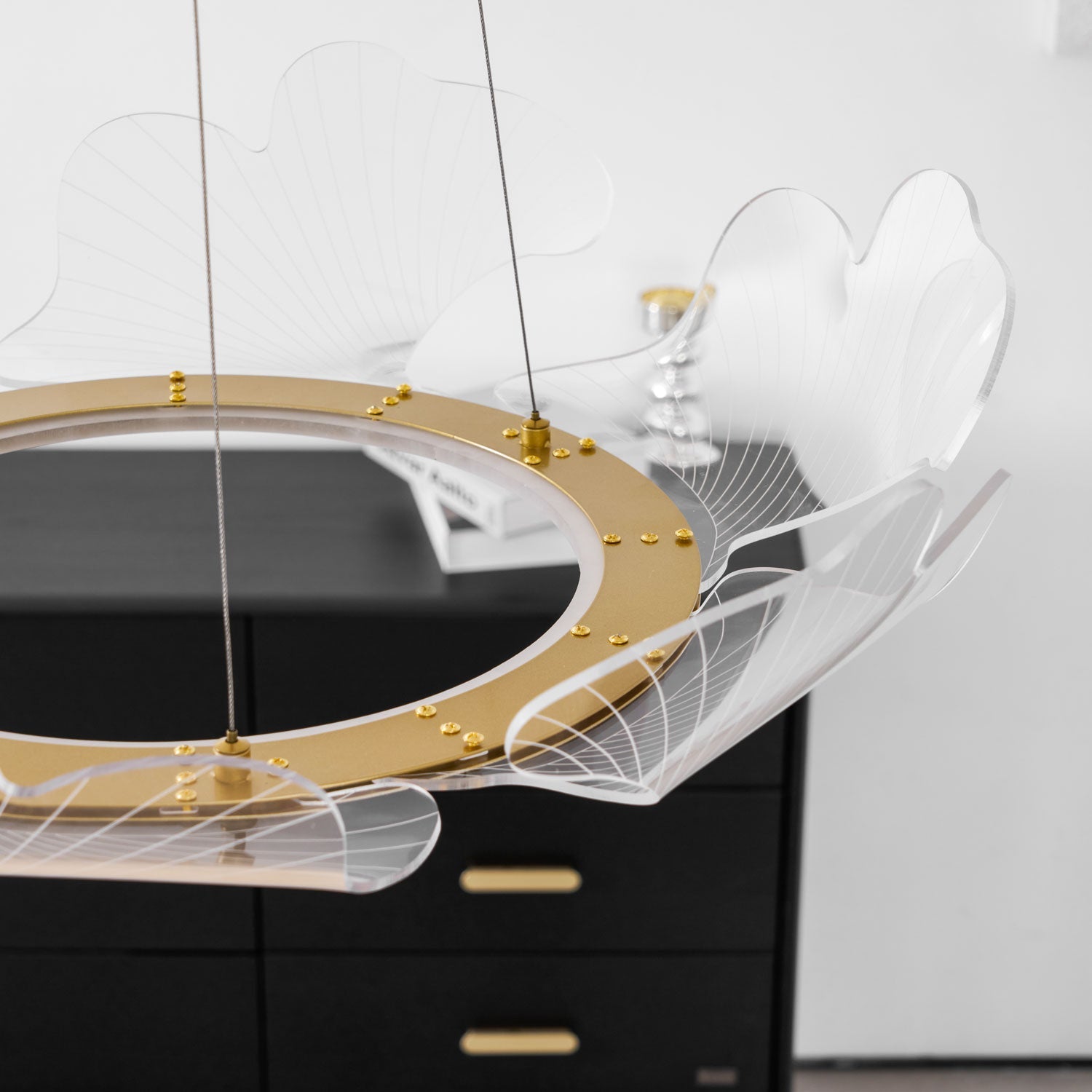 Folia Modern LED Gold Chandelier for Dining Room & Kitchen Island