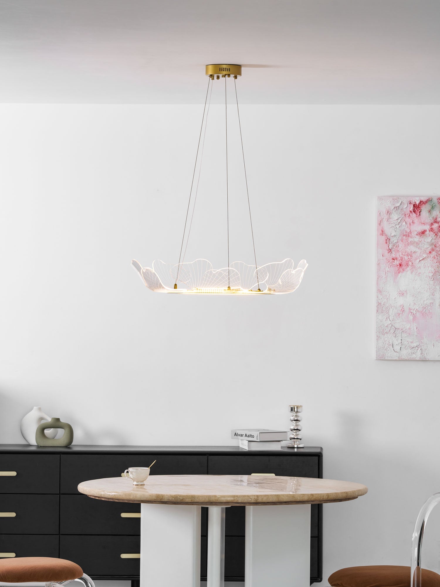 Folia Modern LED Gold Chandelier for Dining Room & Kitchen Island
