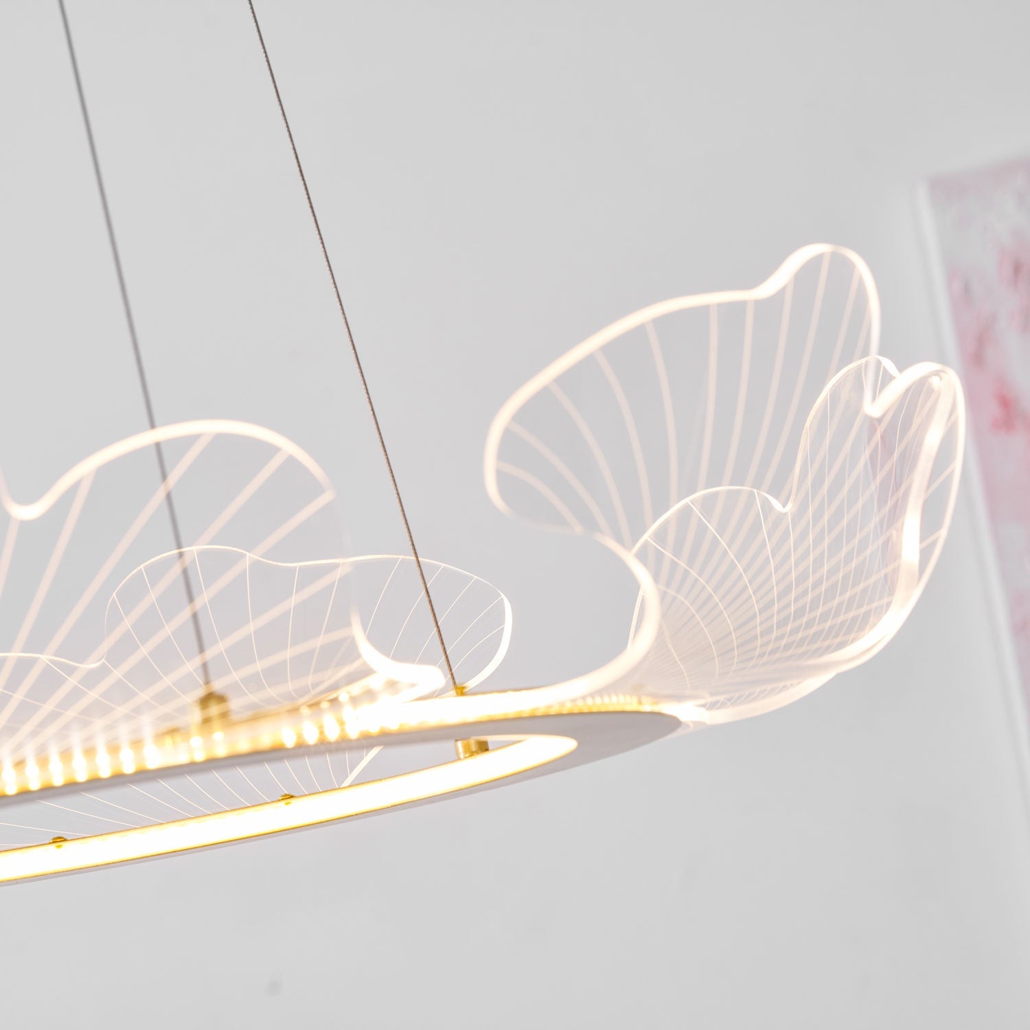 Folia Modern LED Gold Chandelier for Dining Room & Kitchen Island