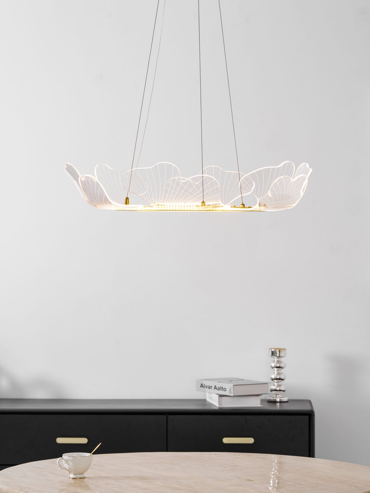 Folia Modern LED Gold Chandelier for Dining Room & Kitchen Island