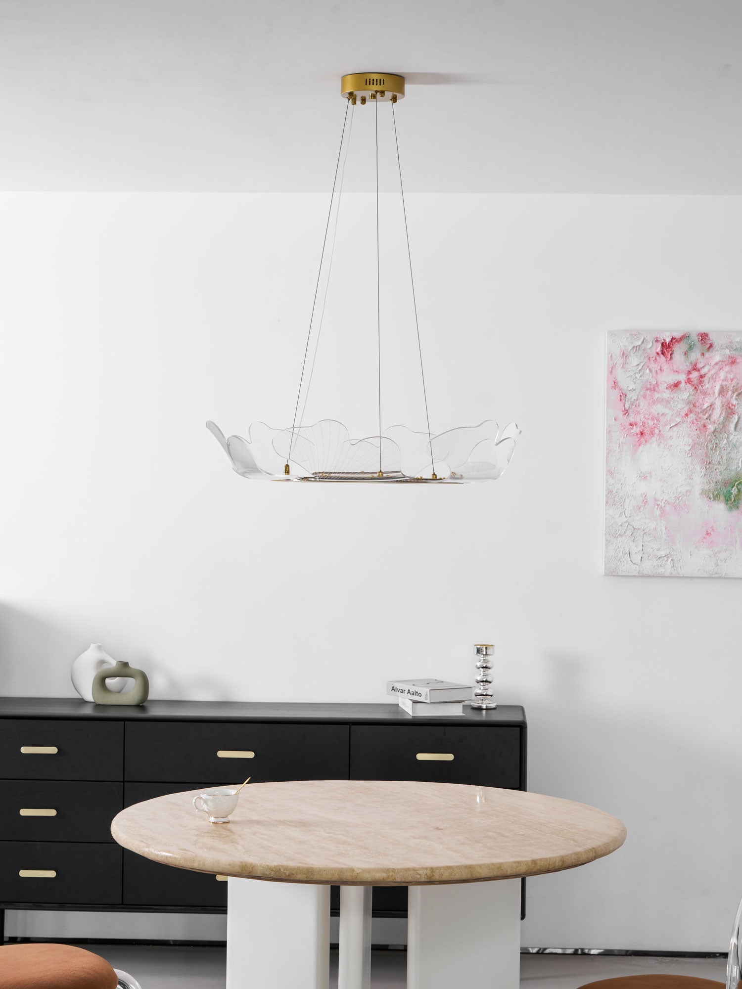 Folia Modern LED Gold Chandelier for Dining Room & Kitchen Island