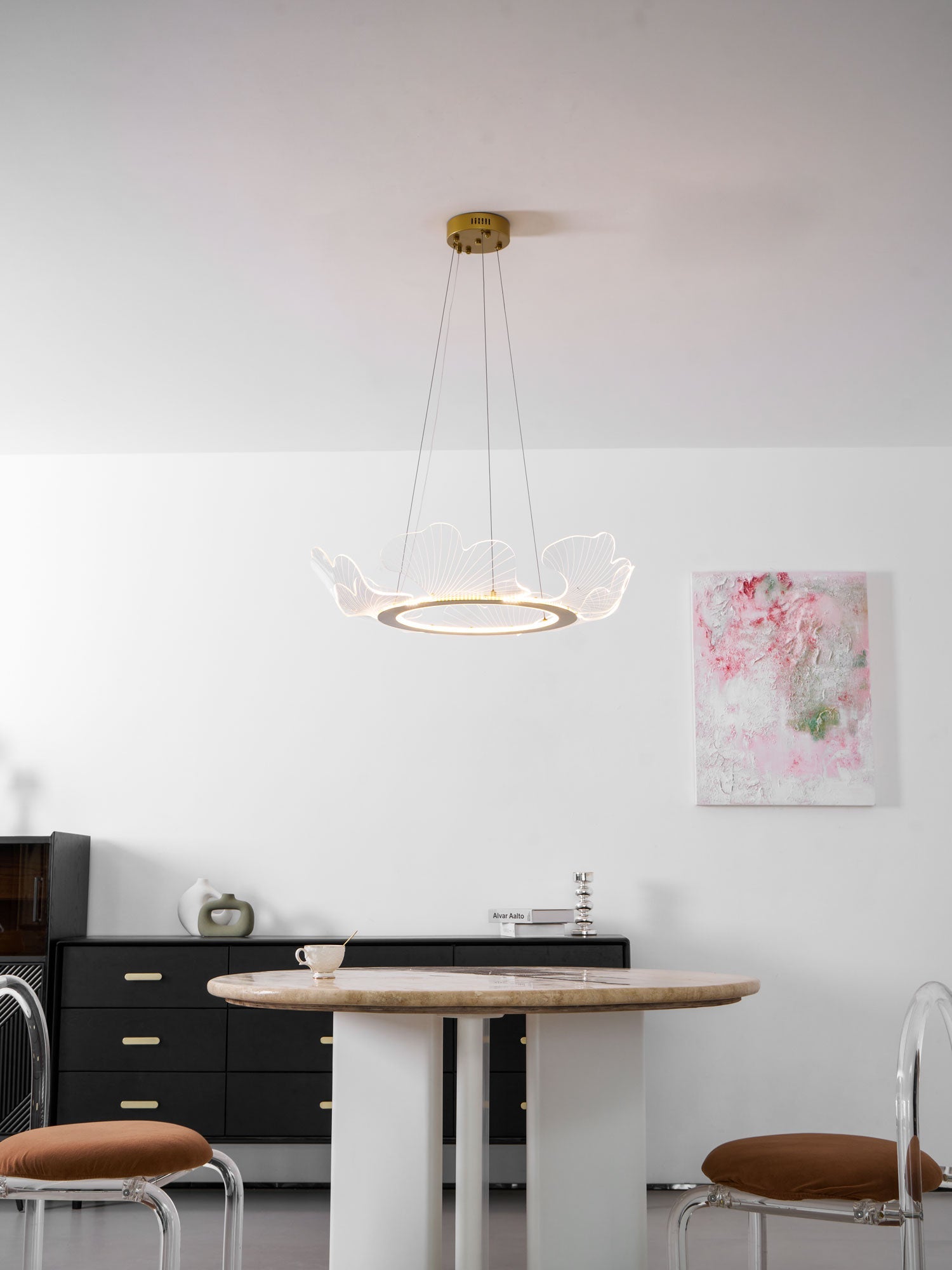 Folia Modern LED Gold Chandelier for Dining Room & Kitchen Island