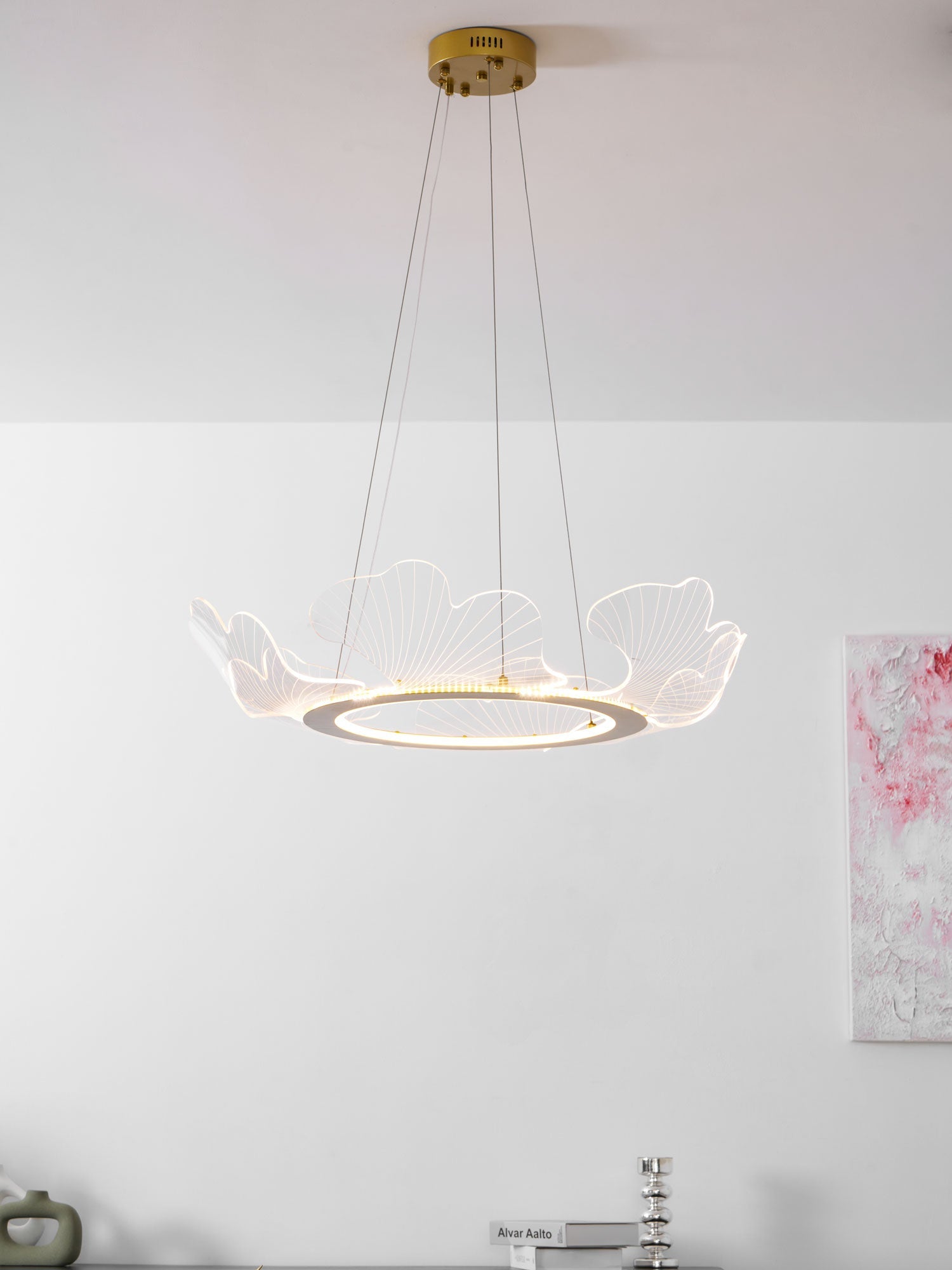 Folia Modern LED Gold Chandelier for Dining Room & Kitchen Island