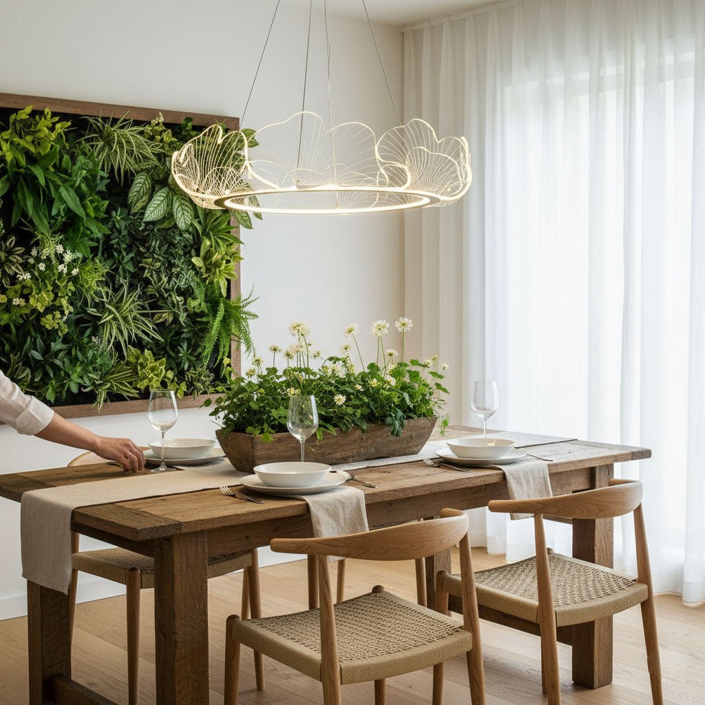 Folia Modern LED Gold Chandelier for Dining Room & Kitchen Island