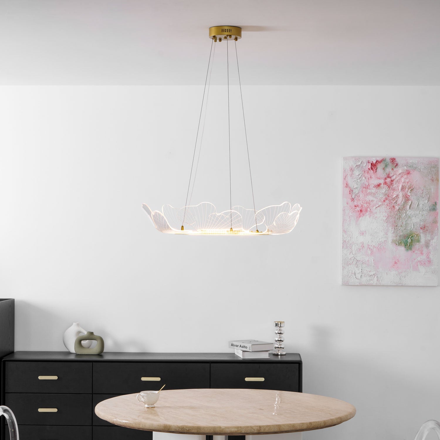 Folia Modern LED Gold Chandelier for Dining Room & Kitchen Island