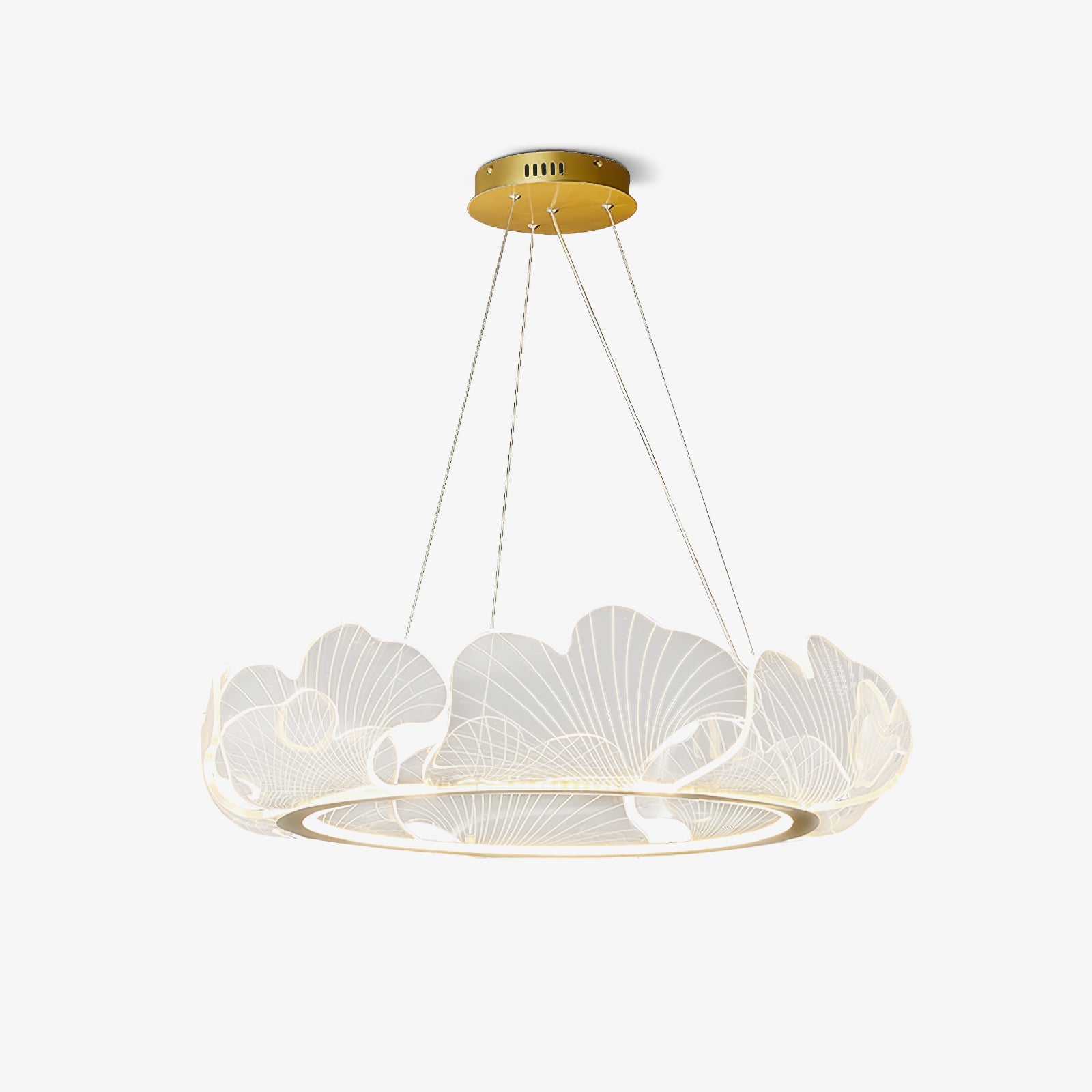 Folia Modern LED Gold Chandelier for Dining Room & Kitchen Island