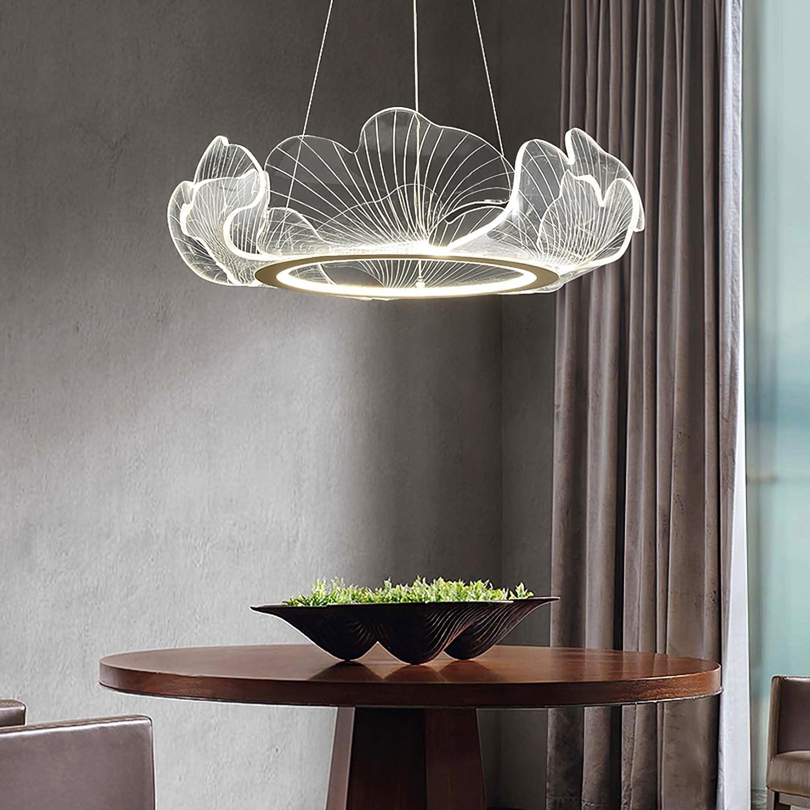 Folia Modern LED Gold Chandelier for Dining Room & Kitchen Island