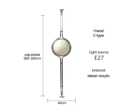Sfera Chrome Acrylic Ball Floor Lamp for Living Room & Bedroom