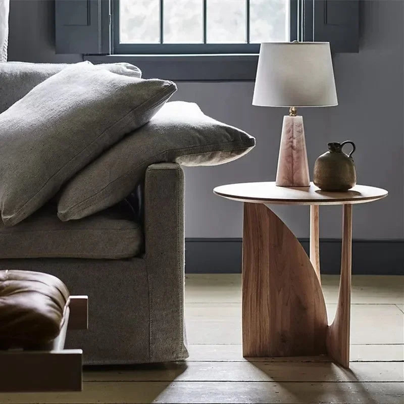 Cerchio Round Solid Wood Side Table for Living Room & Bedroom