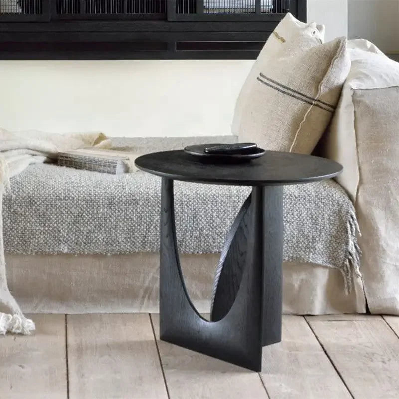 Cerchio Round Solid Wood Side Table for Living Room & Bedroom