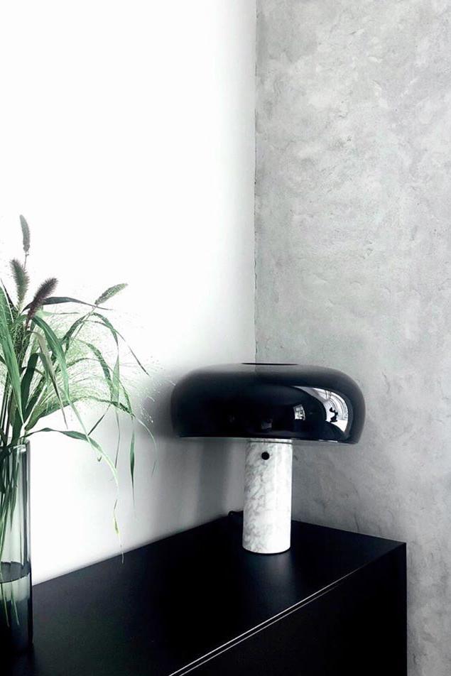 Marmo Italian Carrara Marble Table Lamp with Glazed Metal Reflector