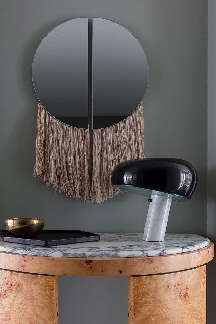 Marmo Italian Carrara Marble Table Lamp with Glazed Metal Reflector