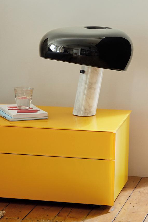 Marmo Italian Carrara Marble Table Lamp with Glazed Metal Reflector