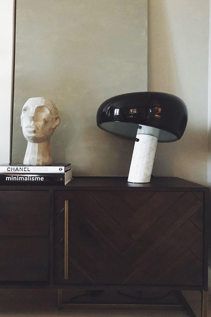 Marmo Italian Carrara Marble Table Lamp with Glazed Metal Reflector
