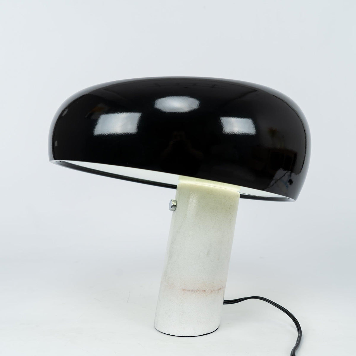 Marmo Italian Carrara Marble Table Lamp with Glazed Metal Reflector