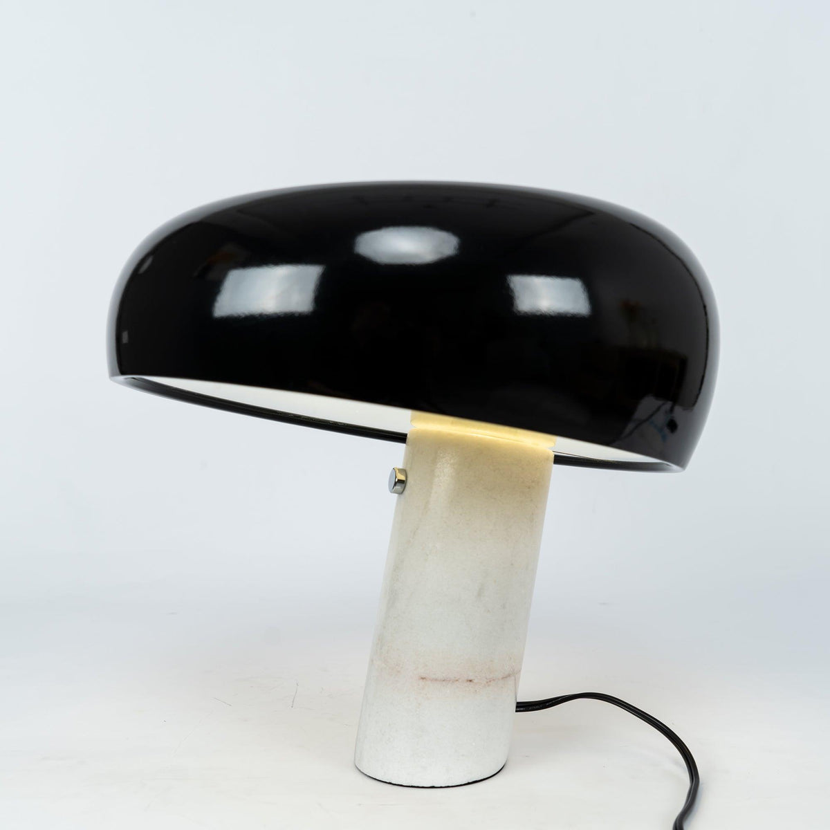Marmo Italian Carrara Marble Table Lamp with Glazed Metal Reflector