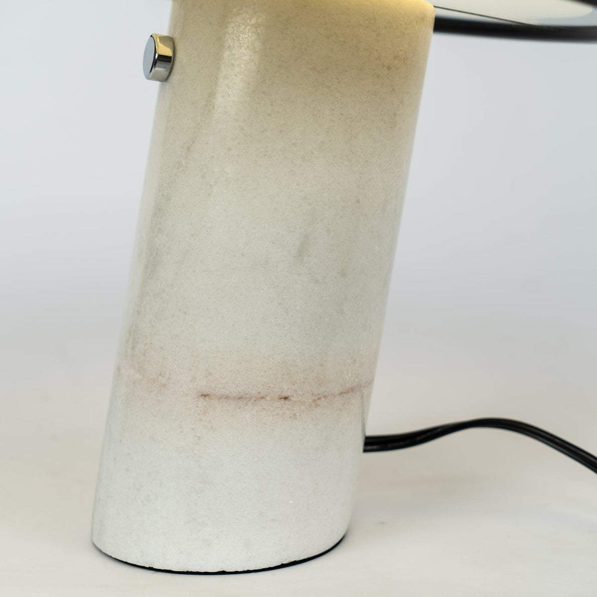 Marmo Italian Carrara Marble Table Lamp with Glazed Metal Reflector