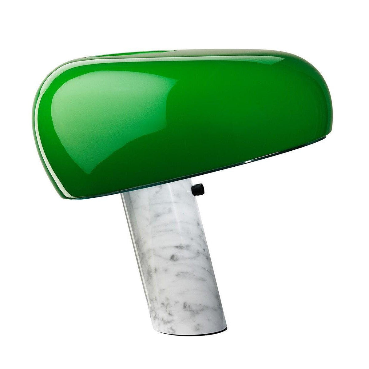 Marmo Italian Carrara Marble Table Lamp with Glazed Metal Reflector