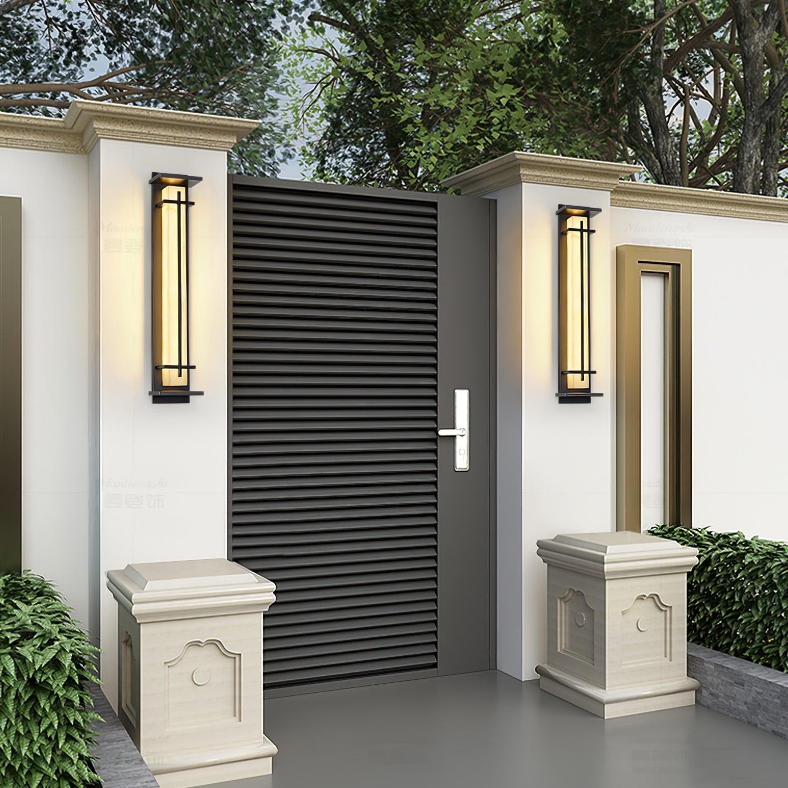 Monolith Square Alabaster Outdoor Wall Light IP65 for Villa and Garden