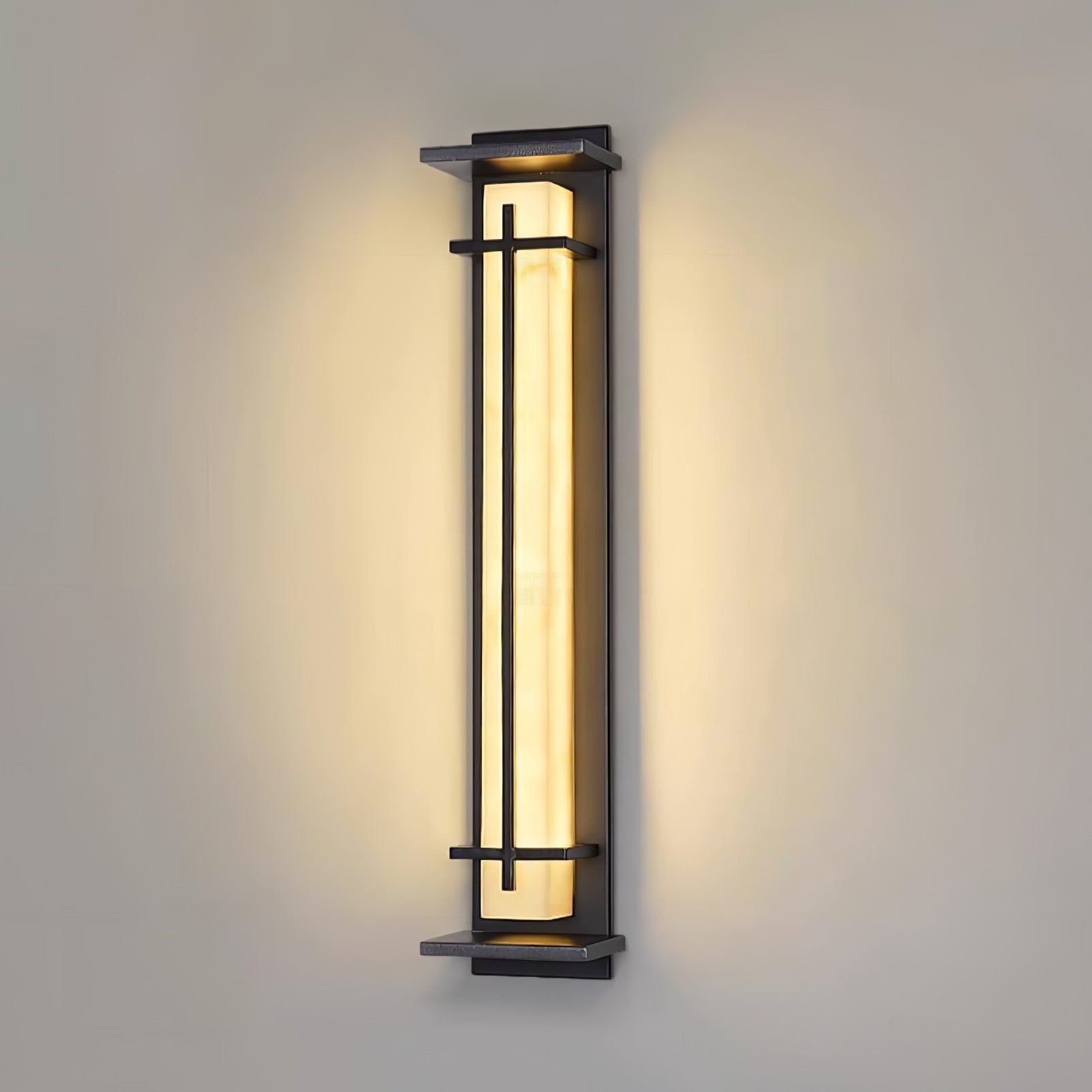 Monolith Square Alabaster Outdoor Wall Light IP65 for Villa and Garden