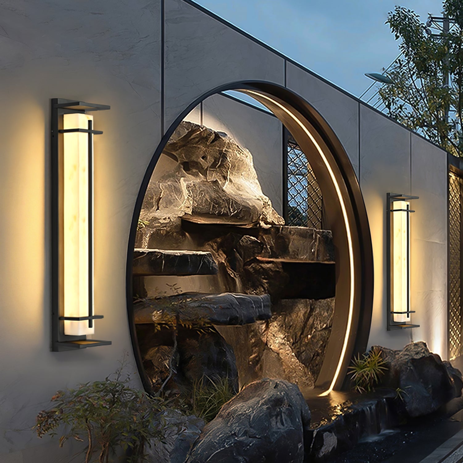 Monolith Square Alabaster Outdoor Wall Light IP65 for Villa and Garden