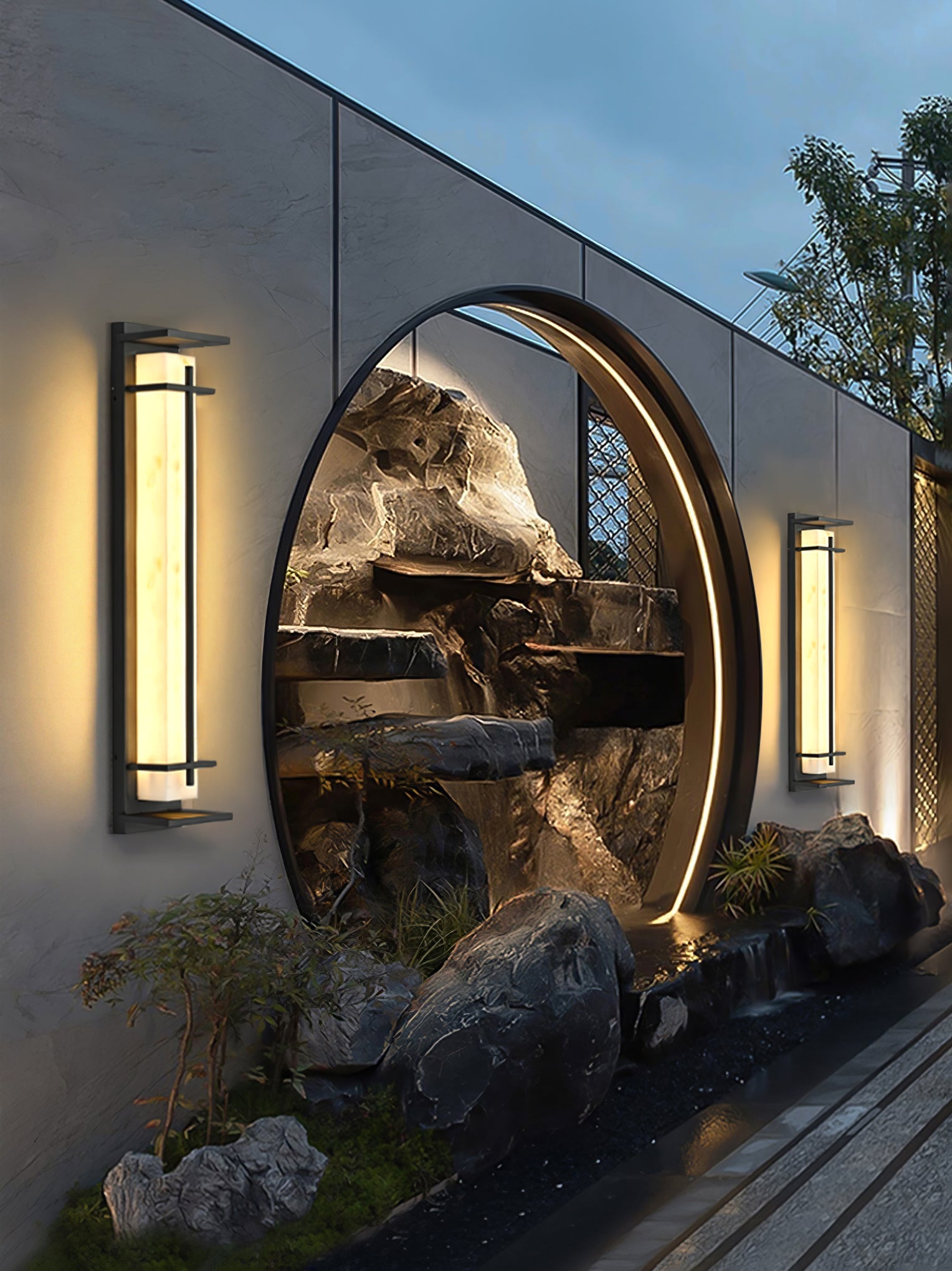 Monolith Square Alabaster Outdoor Wall Light IP65 for Villa and Garden