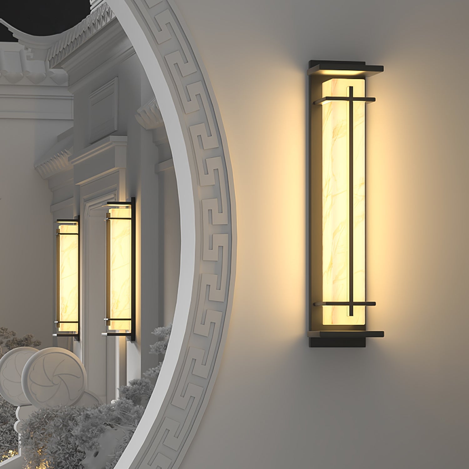 Monolith Square Alabaster Outdoor Wall Light IP65 for Villa and Garden