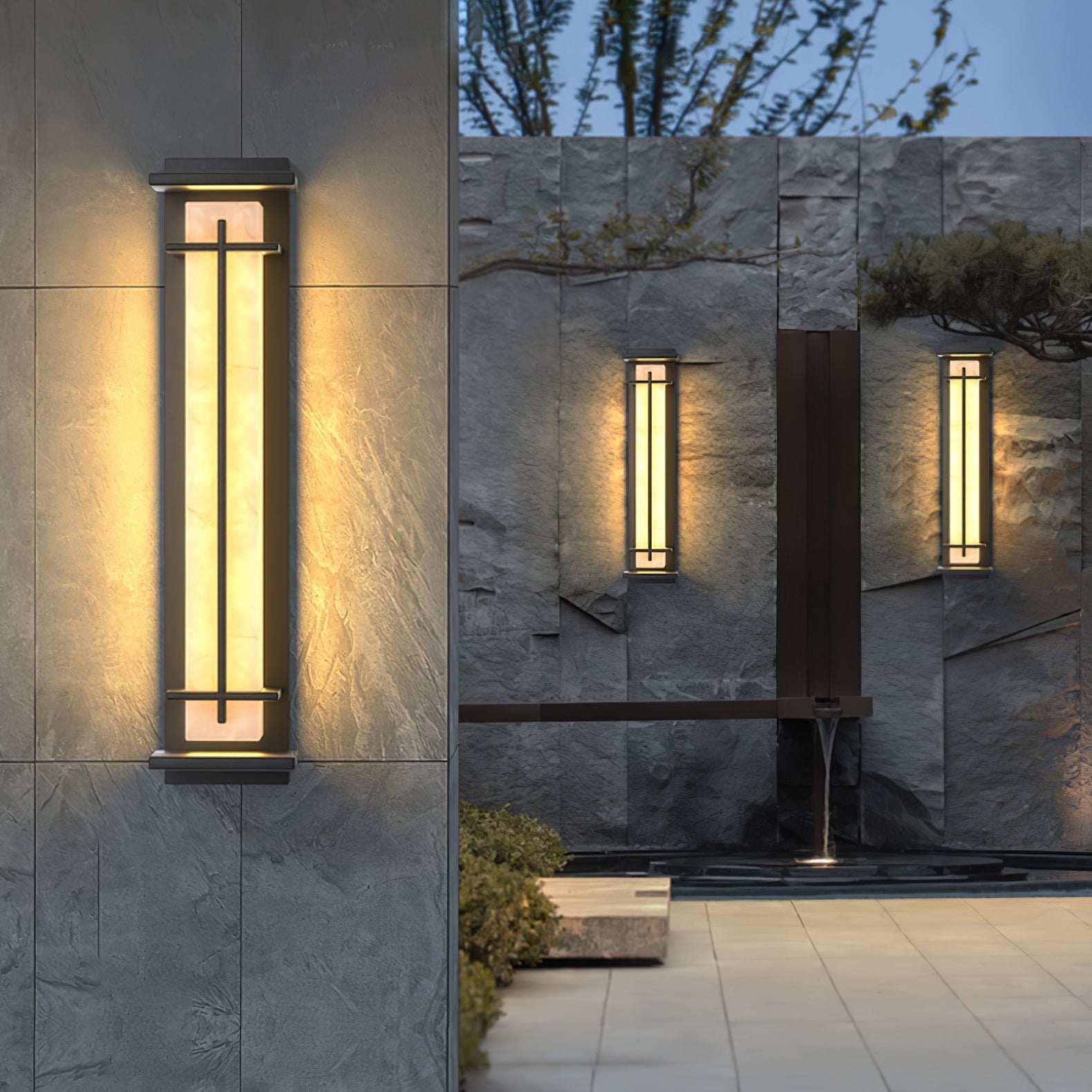 Monolith Square Alabaster Outdoor Wall Light IP65 for Villa and Garden