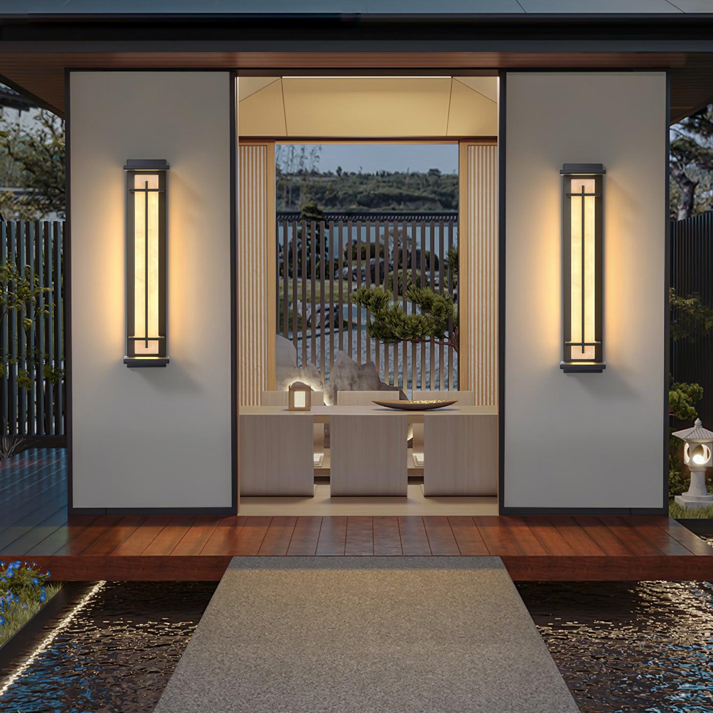 Monolith Square Alabaster Outdoor Wall Light IP65 for Villa and Garden