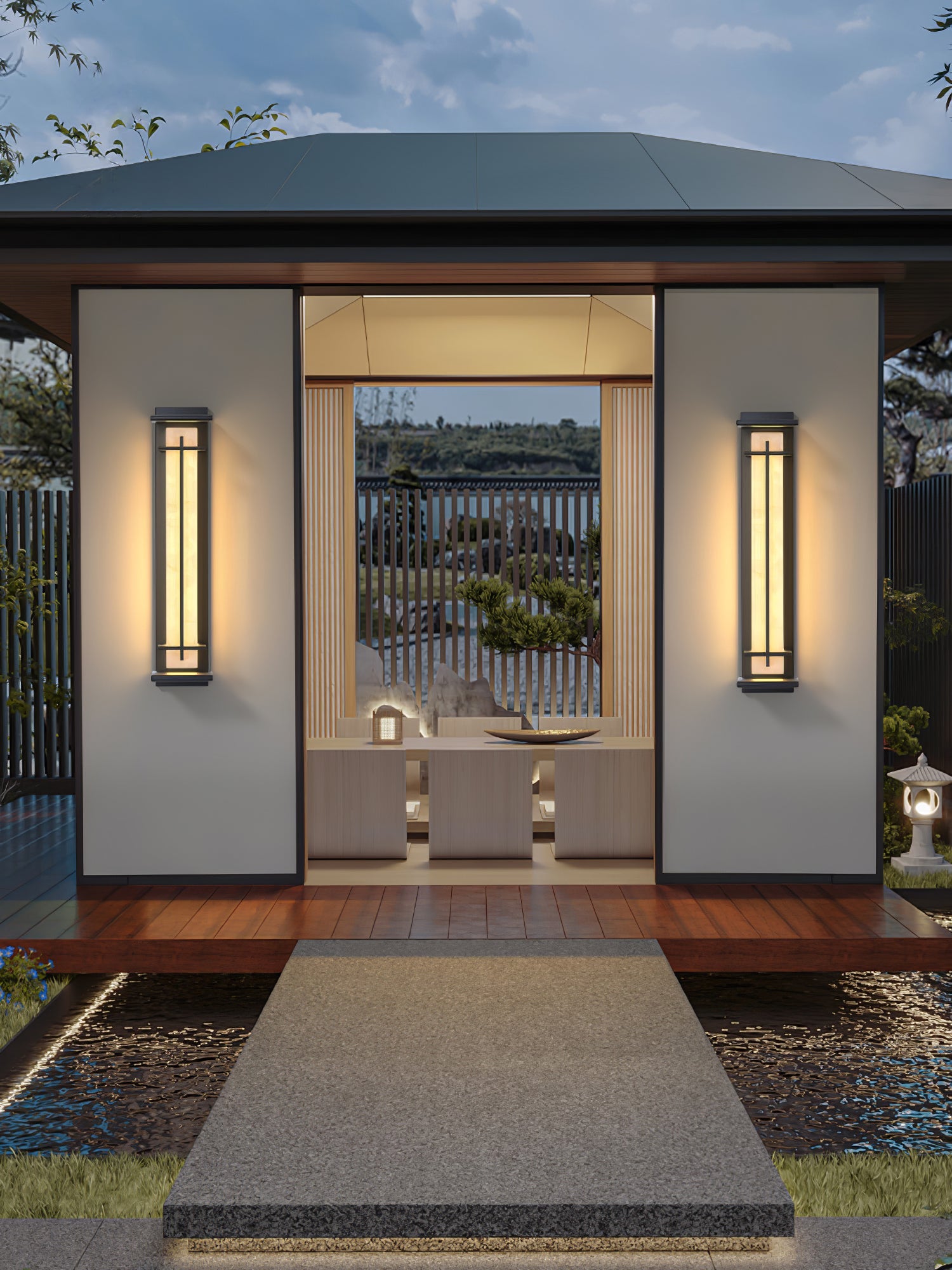 Monolith Square Alabaster Outdoor Wall Light IP65 for Villa and Garden