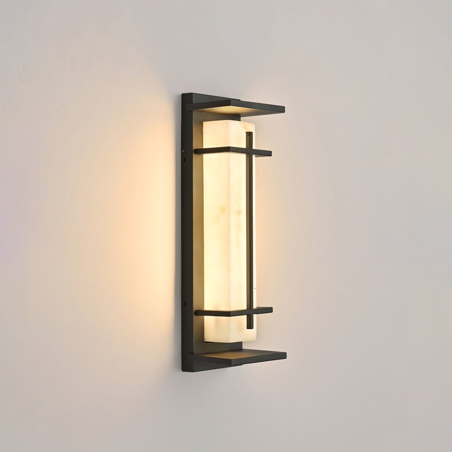 Monolith Square Alabaster Outdoor Wall Light IP65 for Villa and Garden