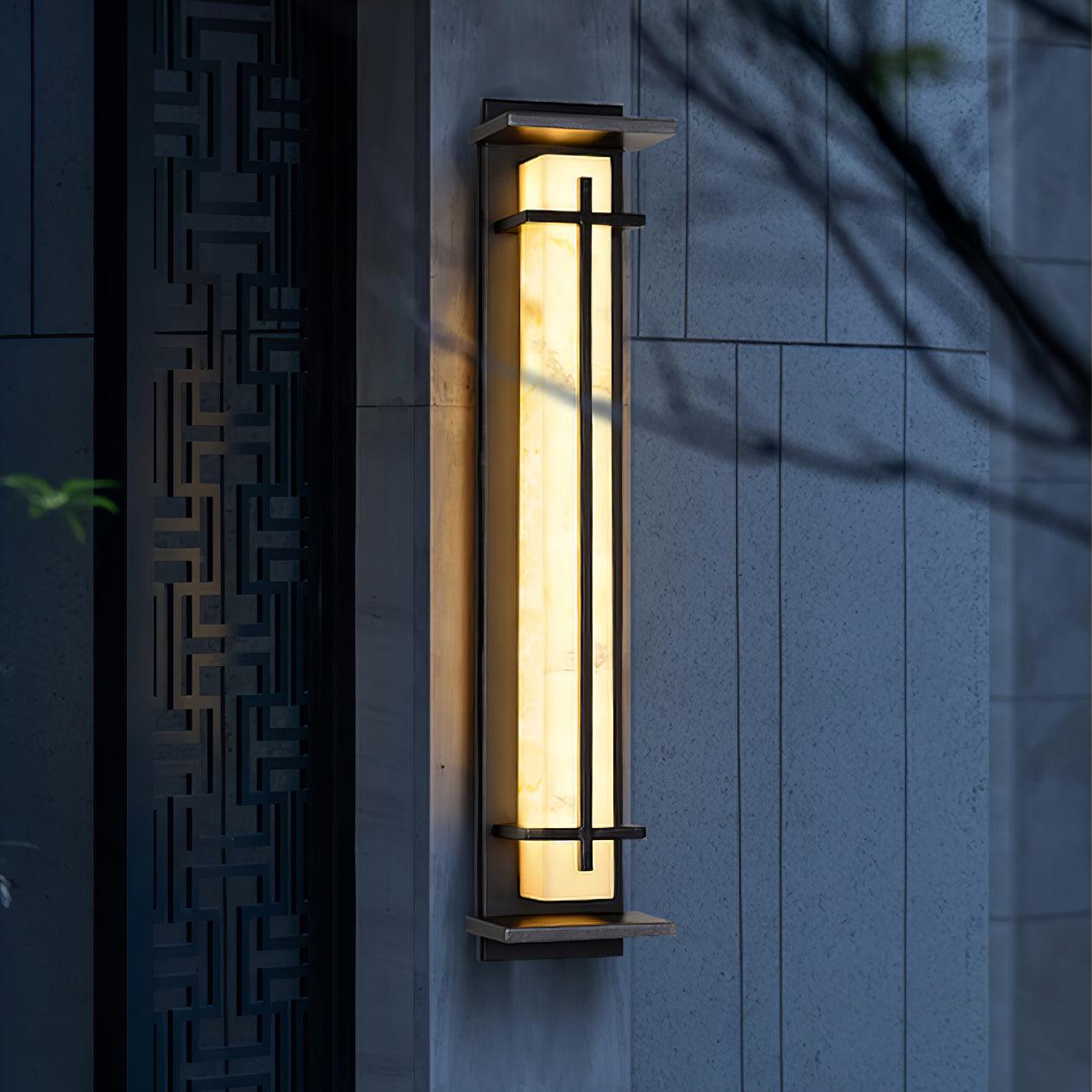 Monolith Square Alabaster Outdoor Wall Light IP65 for Villa and Garden