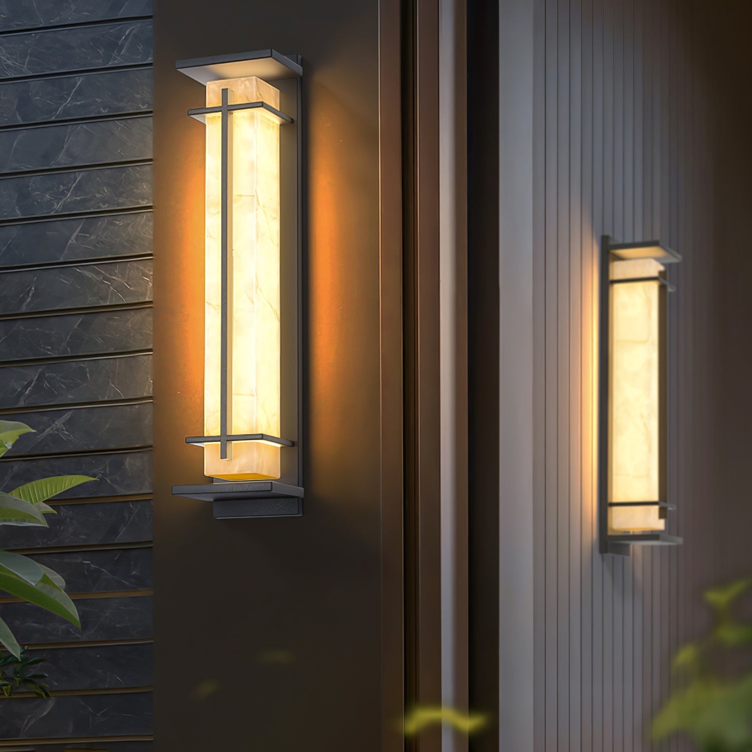 Monolith Square Alabaster Outdoor Wall Light IP65 for Villa and Garden