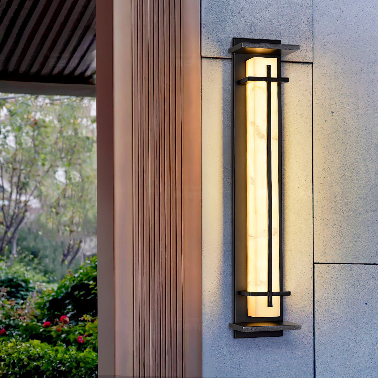 Monolith Square Alabaster Outdoor Wall Light IP65 for Villa and Garden