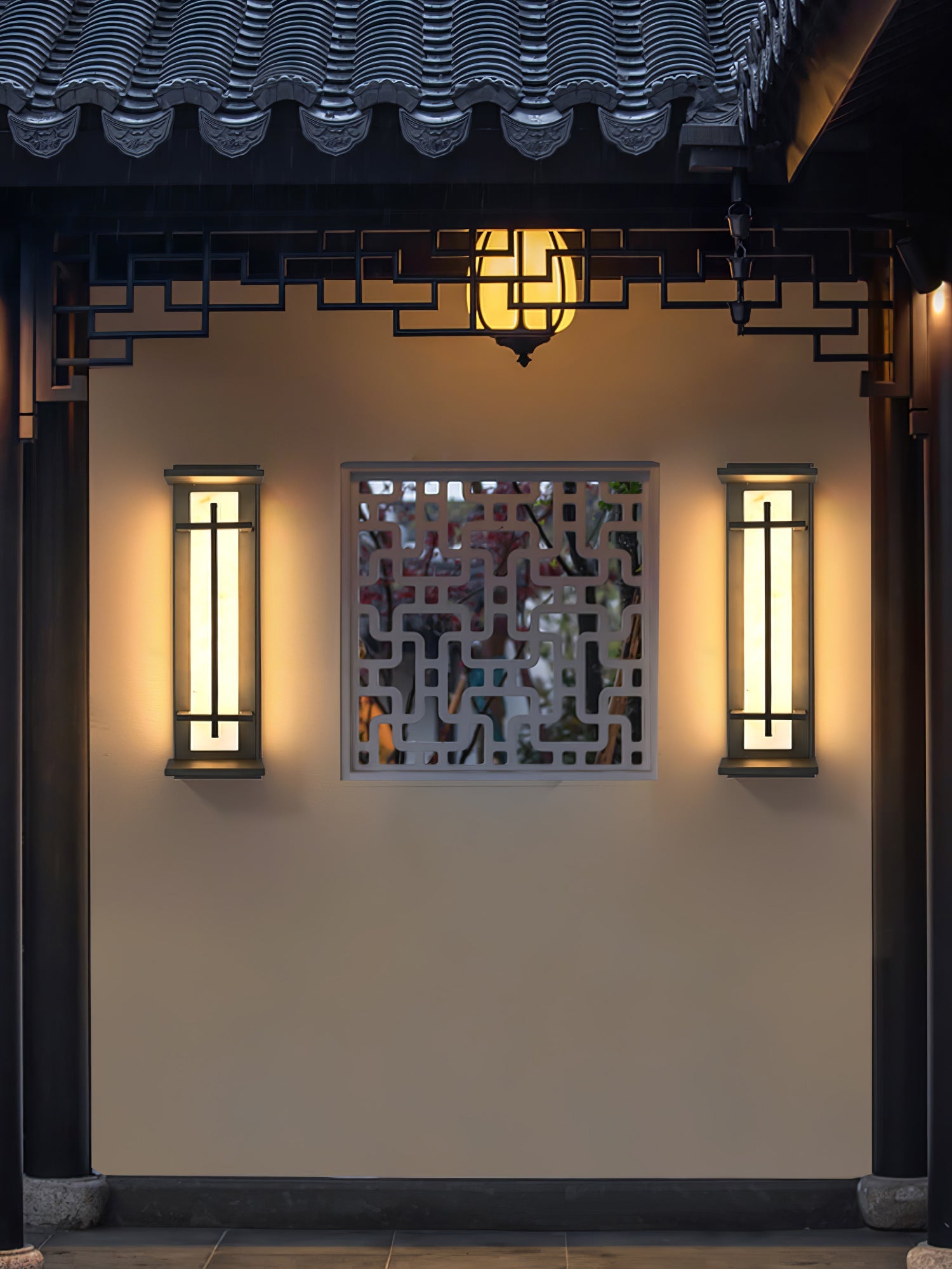 Monolith Square Alabaster Outdoor Wall Light IP65 for Villa and Garden