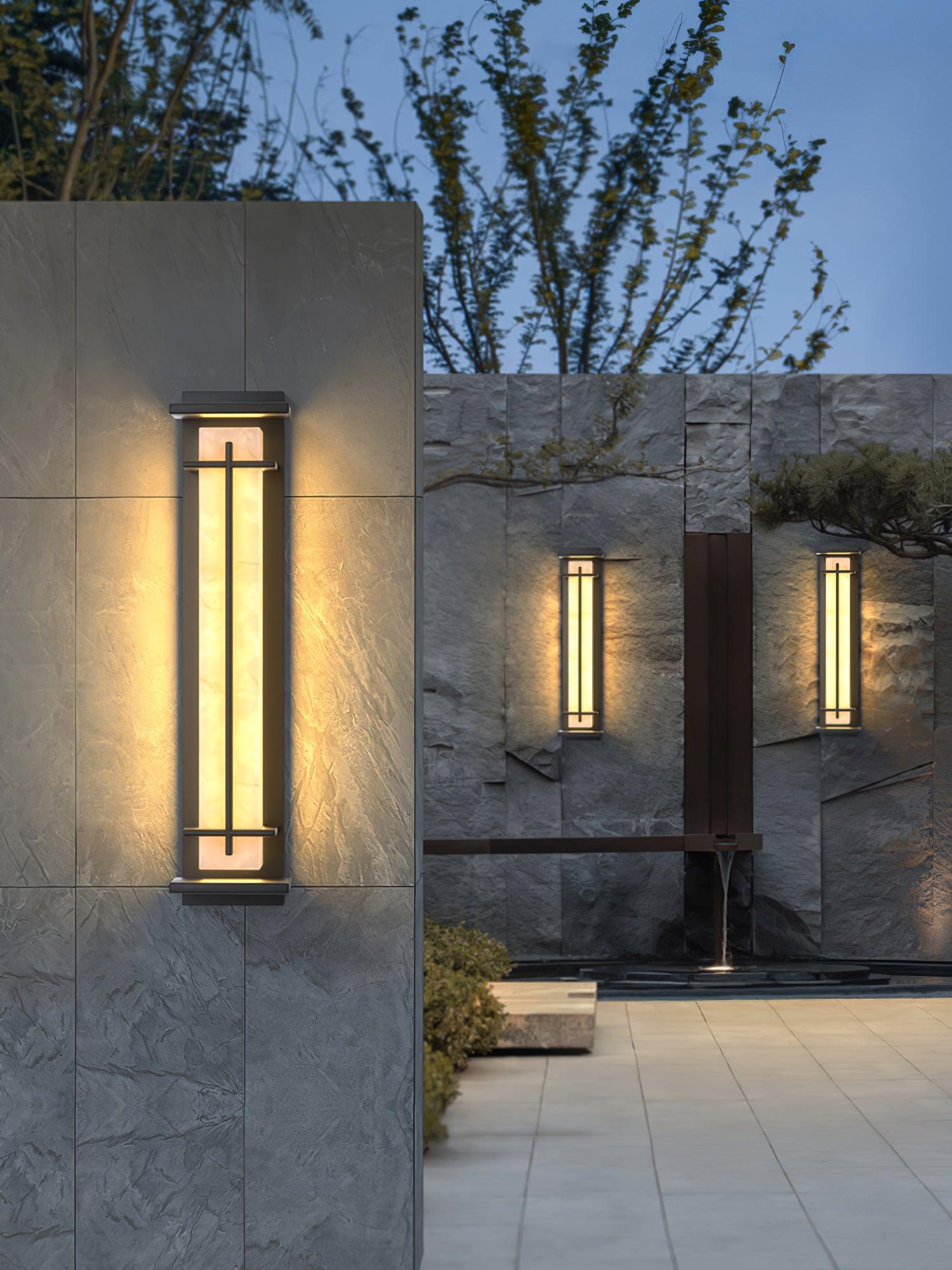 Monolith Square Alabaster Outdoor Wall Light IP65 for Villa and Garden