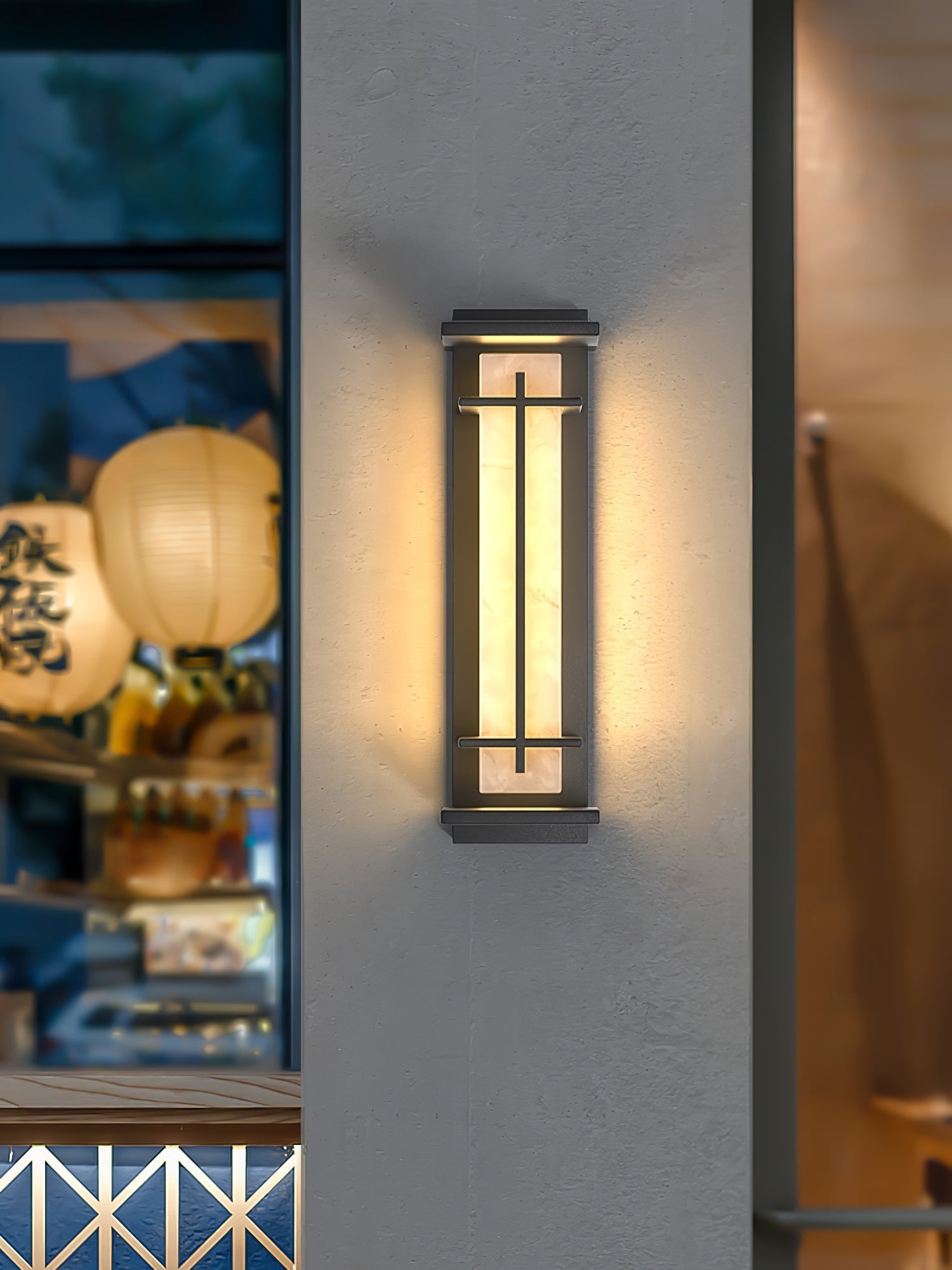 Monolith Square Alabaster Outdoor Wall Light IP65 for Villa and Garden
