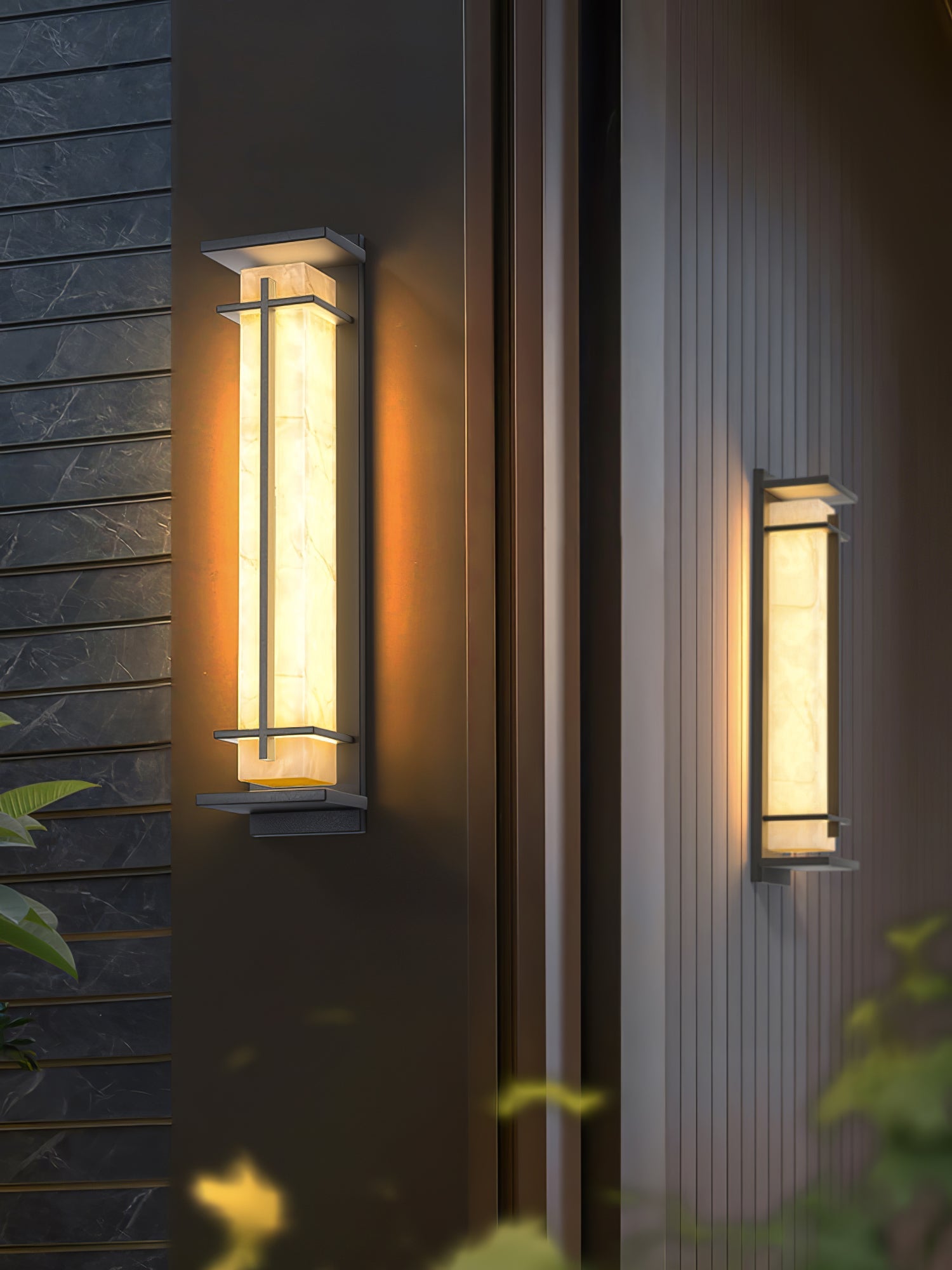 Monolith Square Alabaster Outdoor Wall Light IP65 for Villa and Garden