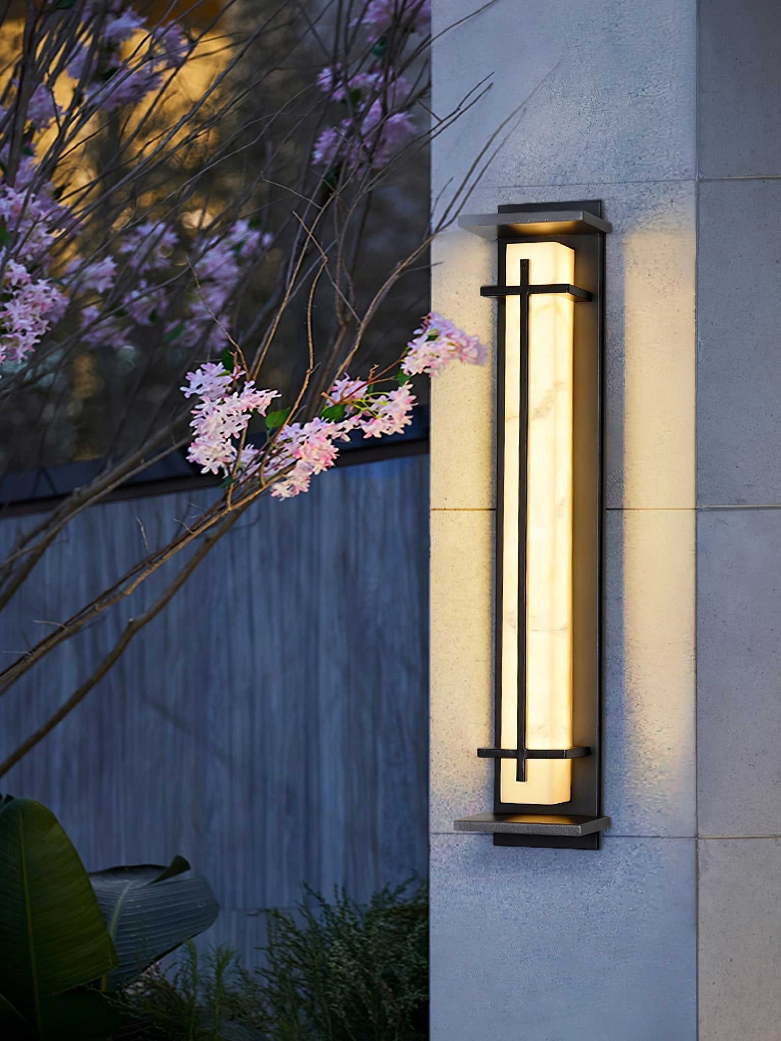 Monolith Square Alabaster Outdoor Wall Light IP65 for Villa and Garden